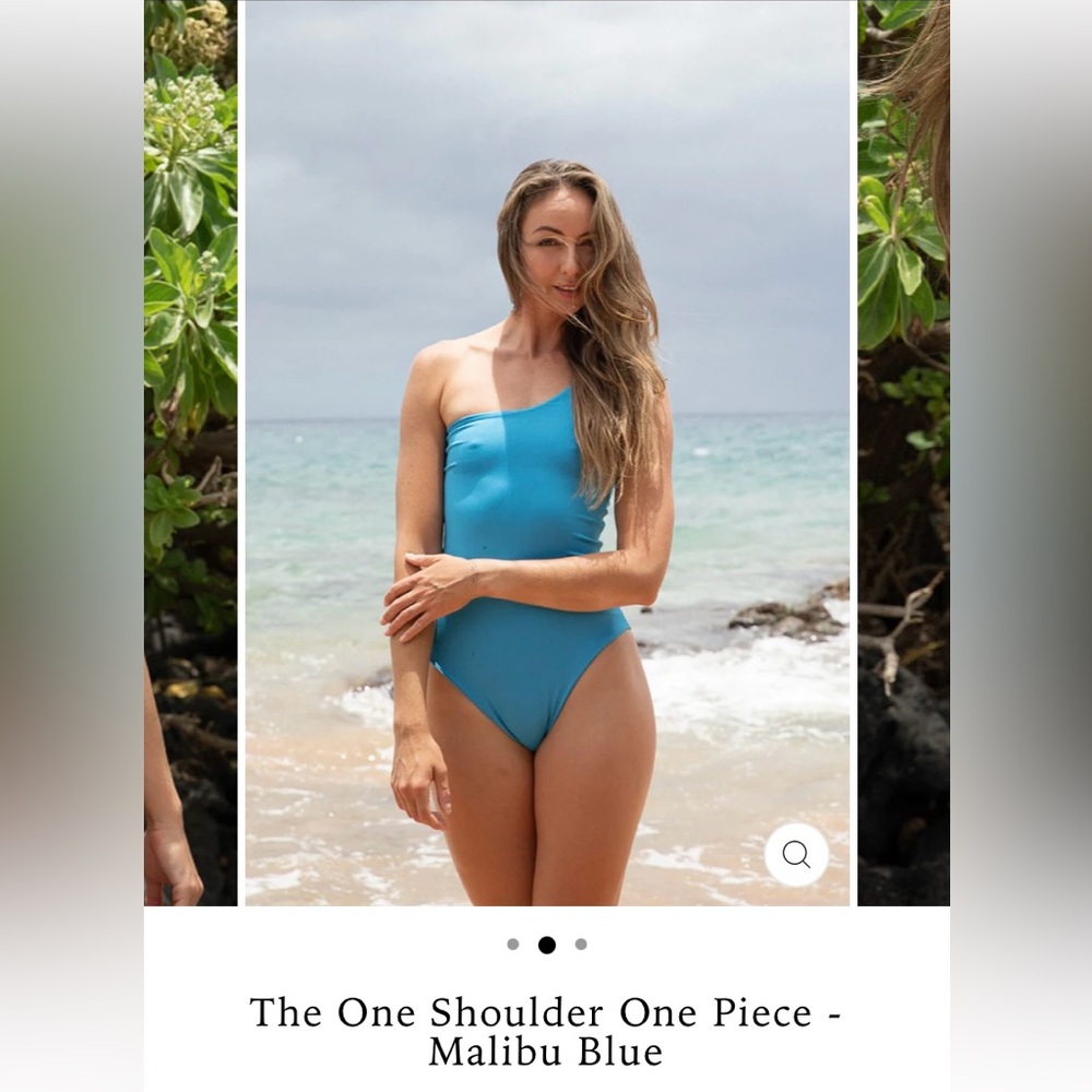 BNWT Londre One Piece One Shoulder Swimsuit in “Malibu Blue”, size small